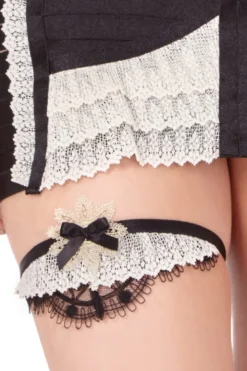 Bordelle Lingerie - Frida Strumpfband Set - Schwarz Creme