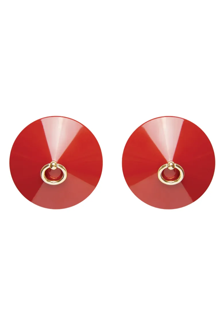 Bordelle Lingerie - O Ring Enamel Nipplets - Rot