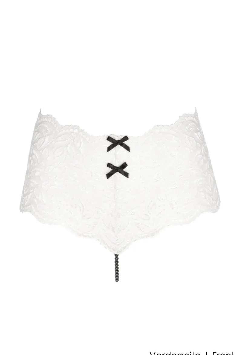 Bracli - Paris Dark Panty Perlenstring - Weiss Schwarz