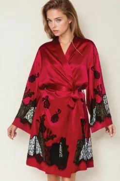 Coemi - Ayana Satin Kimono - Rot