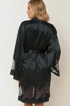 Coemi - Ayana Satin Kimono - Schwarz