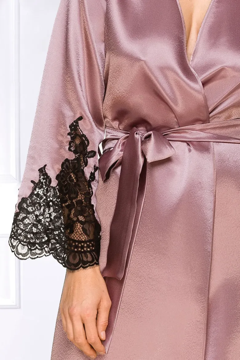 Coemi - Jemma Satin Kimono - Dusty Pink/Schwarz