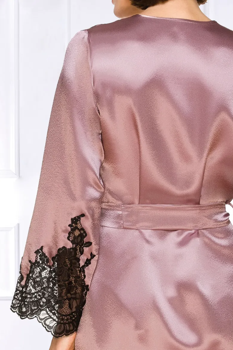 Coemi - Jemma Satin Kimono - Dusty Pink/Schwarz