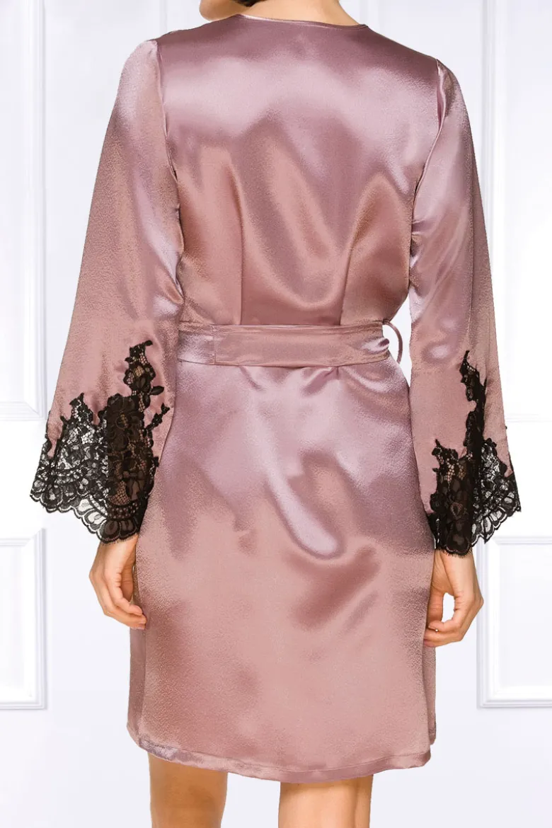 Coemi - Jemma Satin Kimono - Dusty Pink/Schwarz