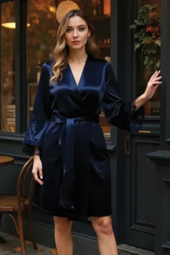 Coemi - Kristina Satin Kimono - Dark Navy