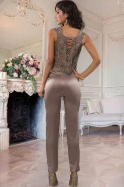 Cotton Club Seide - Lingerie Top - Curiosa - Taupe