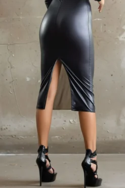 Maison Catanzaro - Lexi Wetlook Kleid - Schwarz