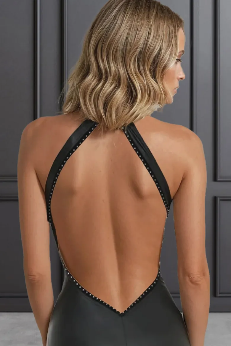 Maison Catanzaro - Poussycat Wetlook Robe - Schwarz