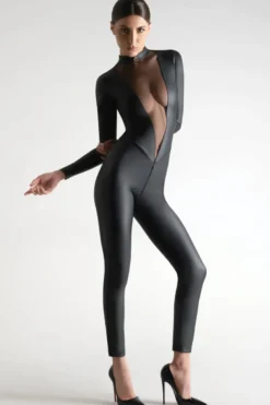 Maison Close - Chambre Noire Catsuit Ouvert - Wetlook Schwarz