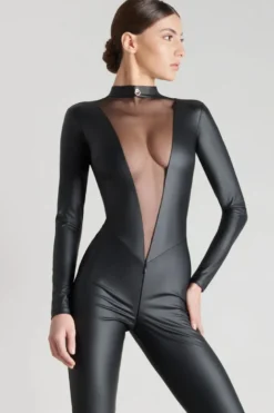 Maison Close - Chambre Noire Catsuit Ouvert - Wetlook Schwarz