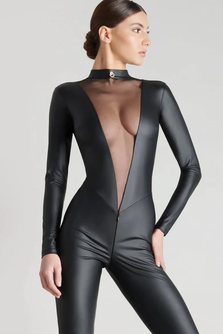 Maison Close - Chambre Noire Catsuit Ouvert - Wetlook Schwarz
