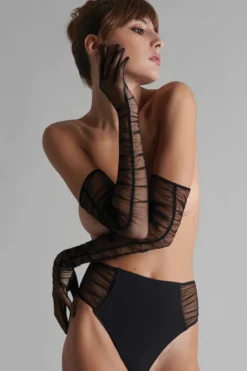 Maison Close - Nuit Fauve Langarm Handschuhe - Schwarz