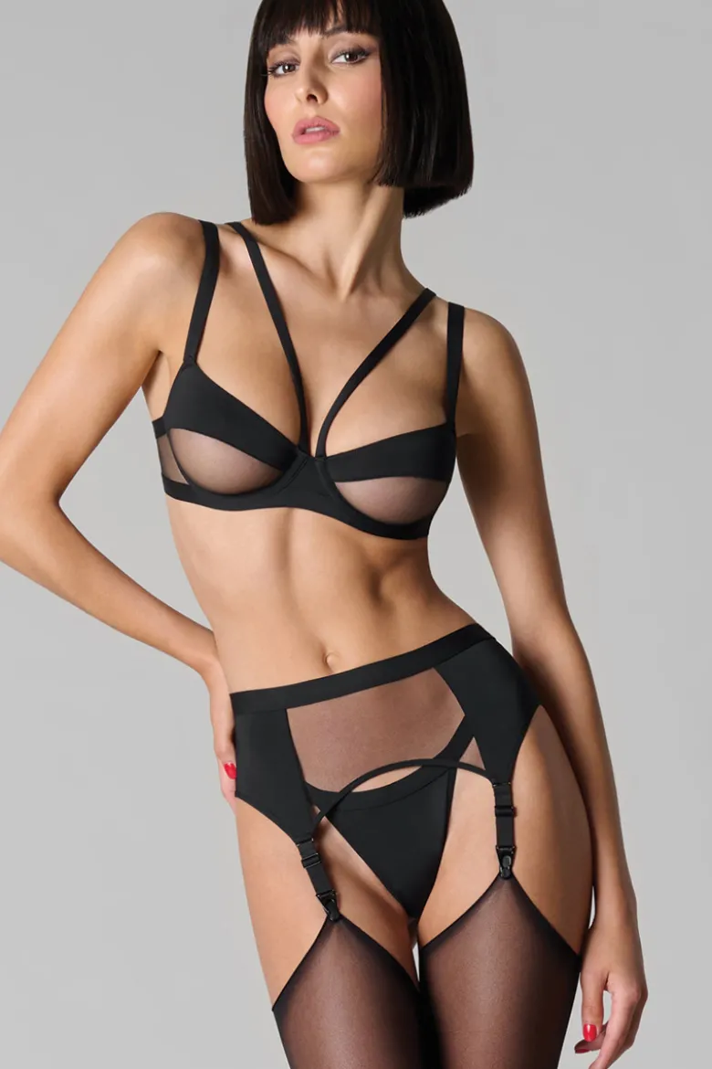 Maison Close - Pure Tentation Balconette Harness BH - Schwarz