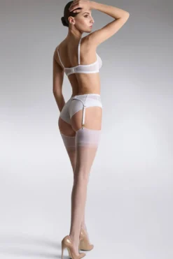 Maison Close - Strapsstrümpfe Satin Glanz - Weiss