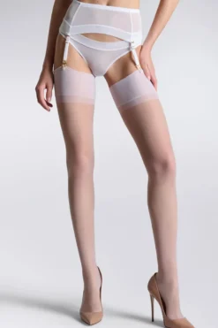 Maison Close - Strapsstrümpfe Satin Glanz - Weiss