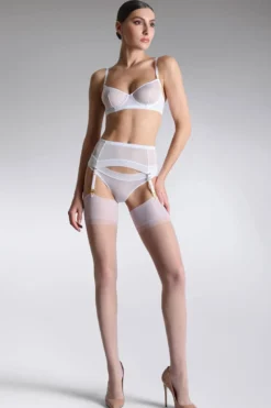Maison Close - Strapsstrümpfe Satin Glanz - Weiss