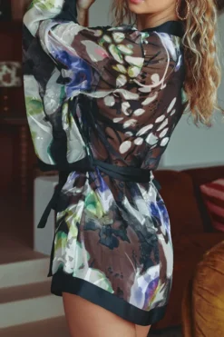 Marjolaine - Camille Seiden Kimono - Schwarz