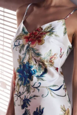 Marjolaine - Flower Seiden Negligee - Mehrfarbig