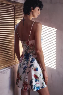 Marjolaine - Flower Seiden Negligee - Mehrfarbig