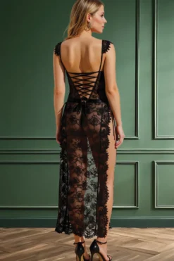 Marjolaine - Mabelle Spitzen Negligee - Schwarz