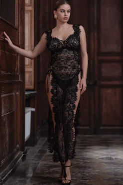 Marjolaine - Mabelle Spitzen Negligee - Schwarz