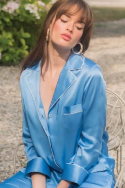 Marjolaine - Seiden Pyjama Set - Cobalt