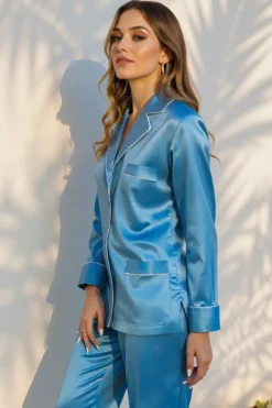 Marjolaine - Seiden Pyjama Set - Cobalt