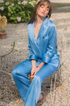 Marjolaine - Seiden Pyjama Set - Cobalt