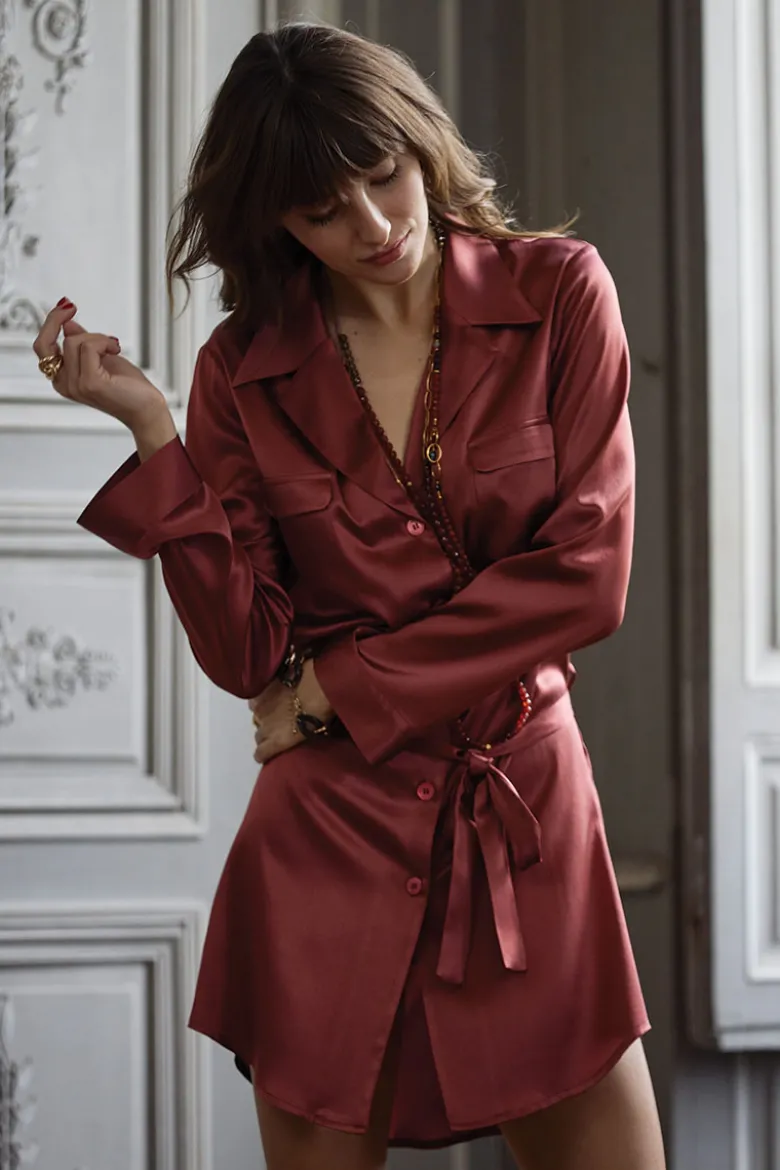 Marjolaine - Sophie Seidenbluse - Bordeaux