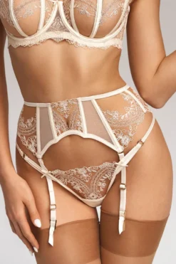 Shikkosa - Tattoo Suspender Strapsgürtel - Champagner