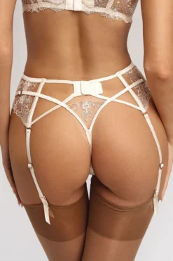 Shikkosa - Tattoo Suspender Strapsgürtel - Champagner